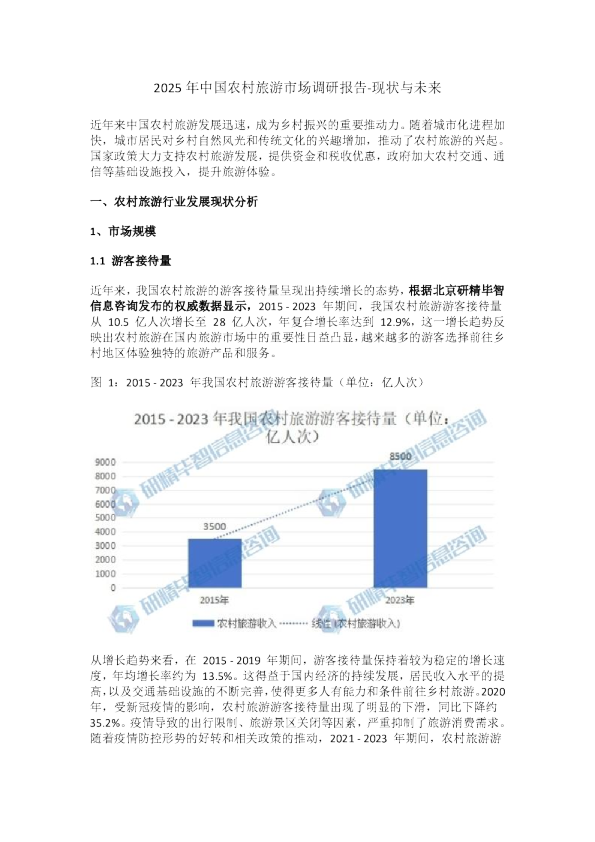 2025年中国农村旅游市场调研报告-现状与未来