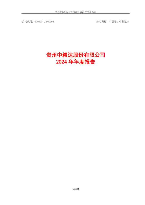 中毅达：中毅达：2024年年度报告