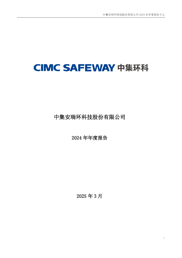 中集环科：2024年年度报告