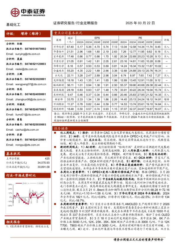 基础化工行业：地缘风险再起油价上涨；碳纤维开启复价