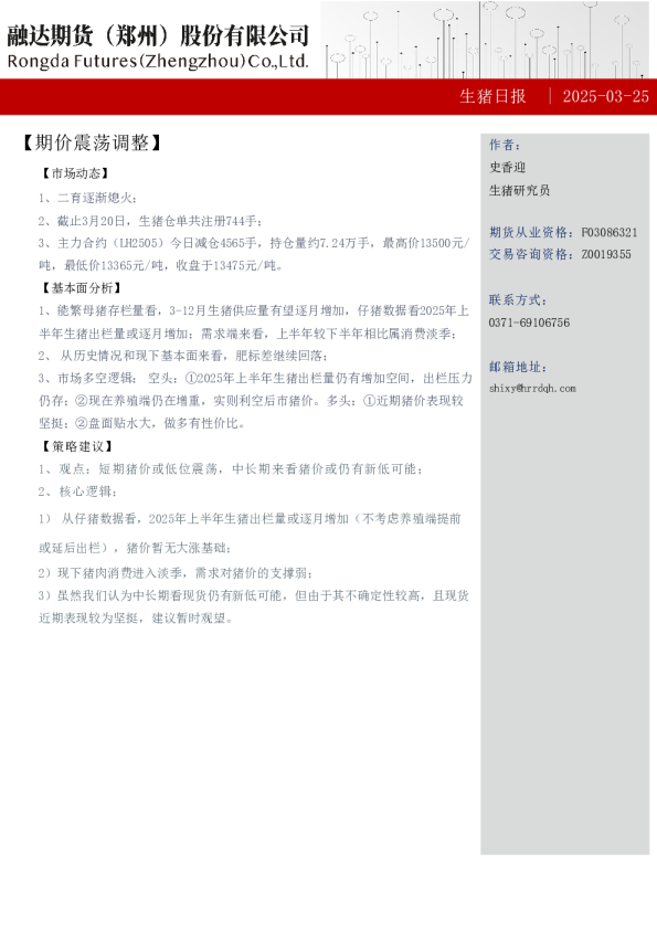 生猪日报：期价震荡调整