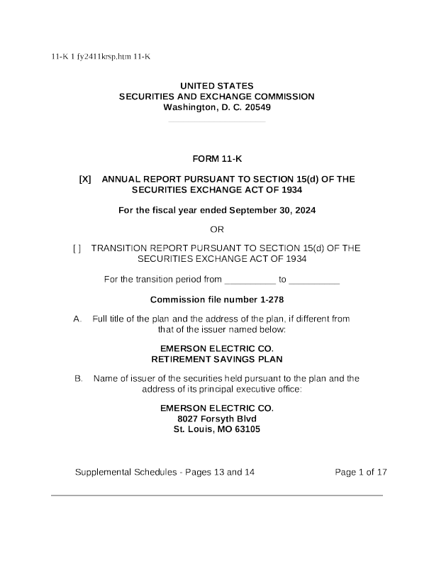 艾默生电气 2024年度报告