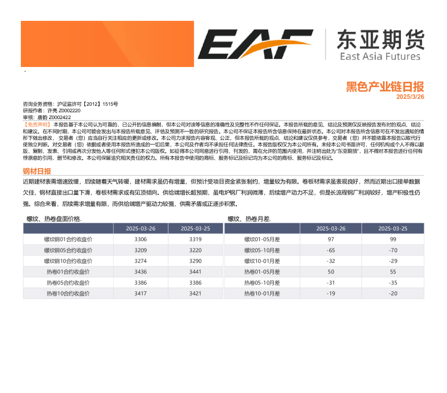 黑色产业链日报