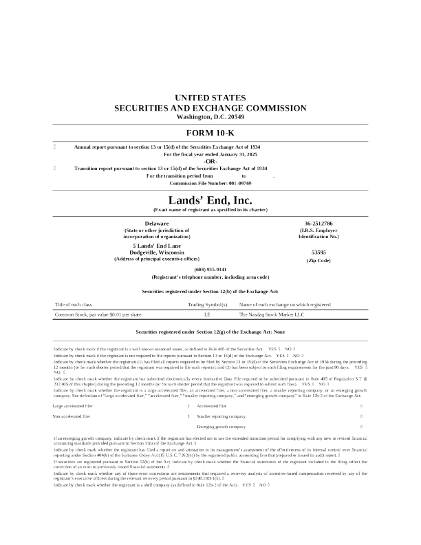Lands’ End Inc 2024年度报告