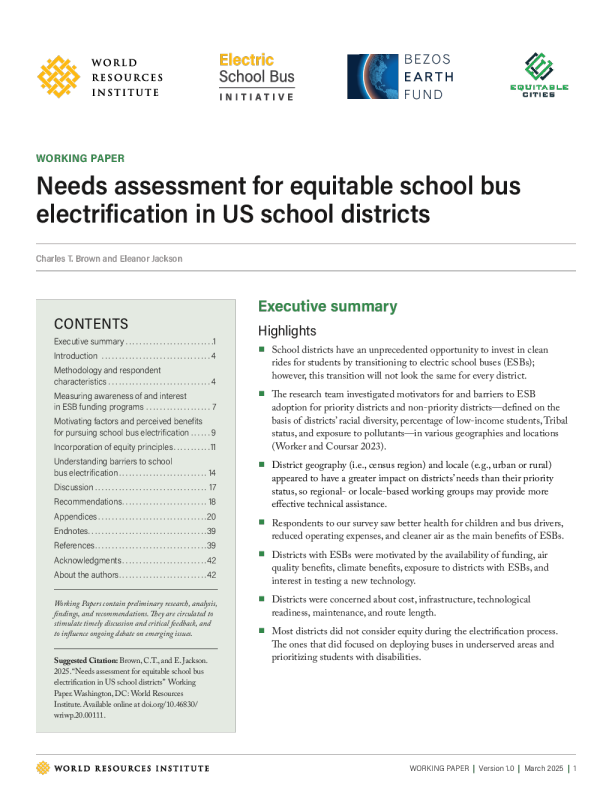 2025美国学区校车电气化转型的公平性需求评估报告