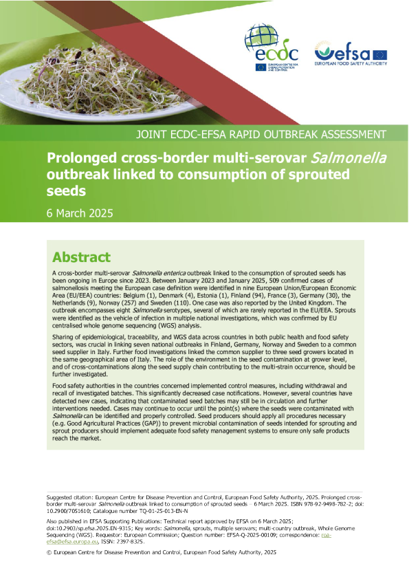 长期跨国多血清型沙门氏菌爆发，与食用发芽种子有关