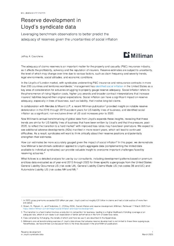 劳合社辛迪加数据中的储量开发