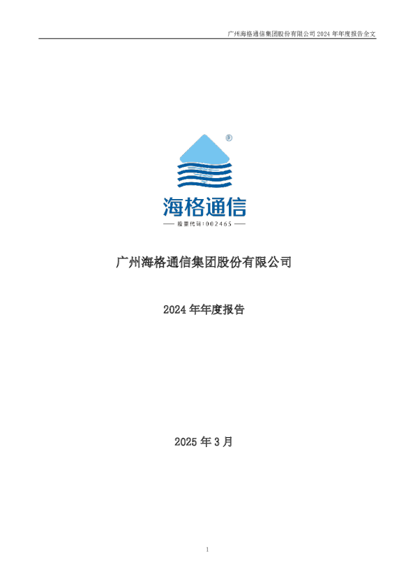 海格通信：2024年年度报告
