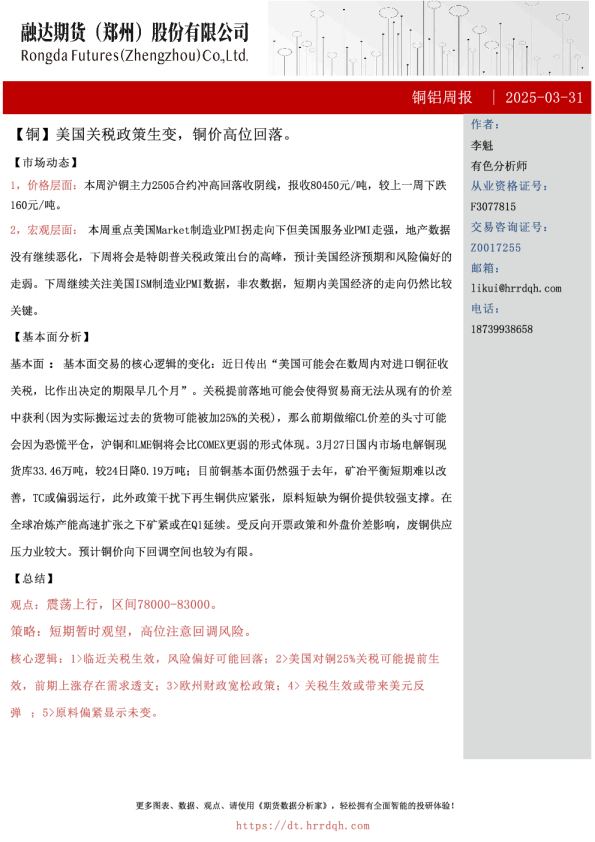 融达期货铜铝周报