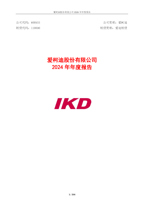 爱柯迪：2024年年度报告