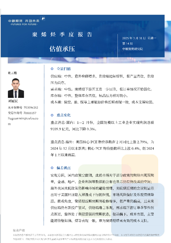 聚烯烃季报2025Q1