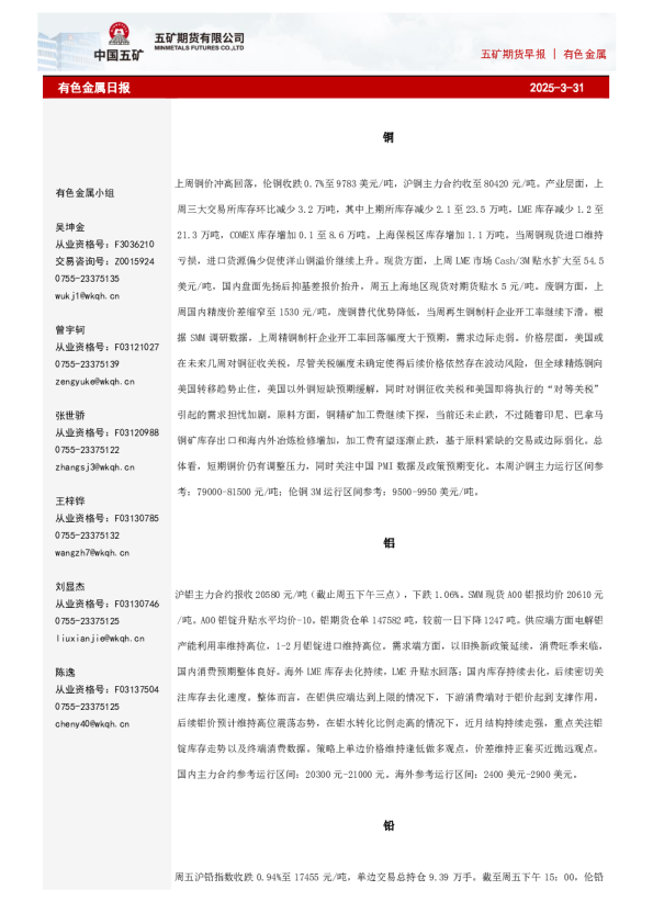有色金属日报