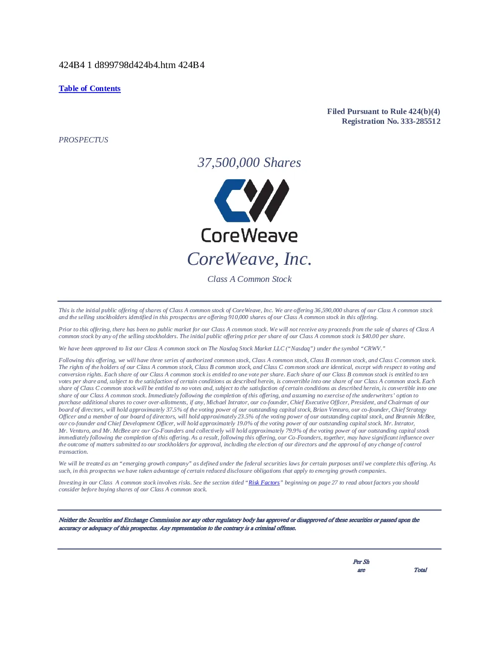 CoreWeave Inc-A美股招股说明书(2025-03-31版)