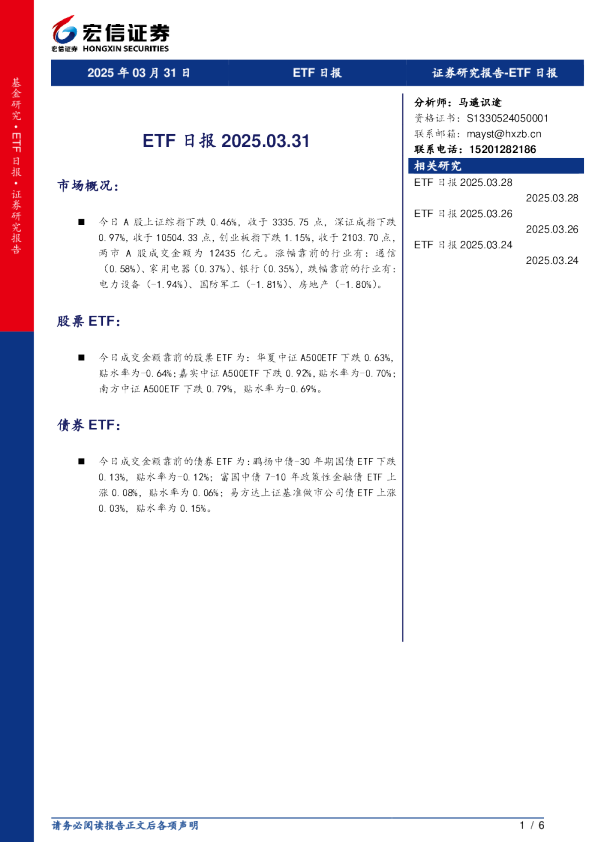 ETF日报