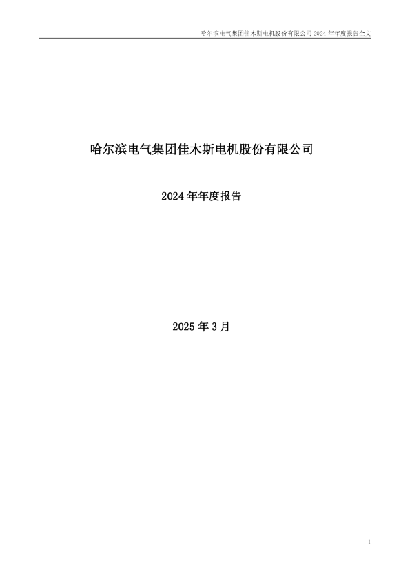 佳电股份：2024年年度报告