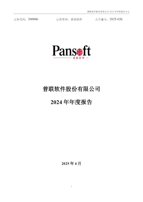 普联软件：2024年年度报告