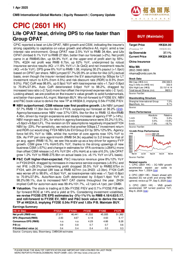 生命期OPAT成功，推动DPS增速超过集团OPAT。