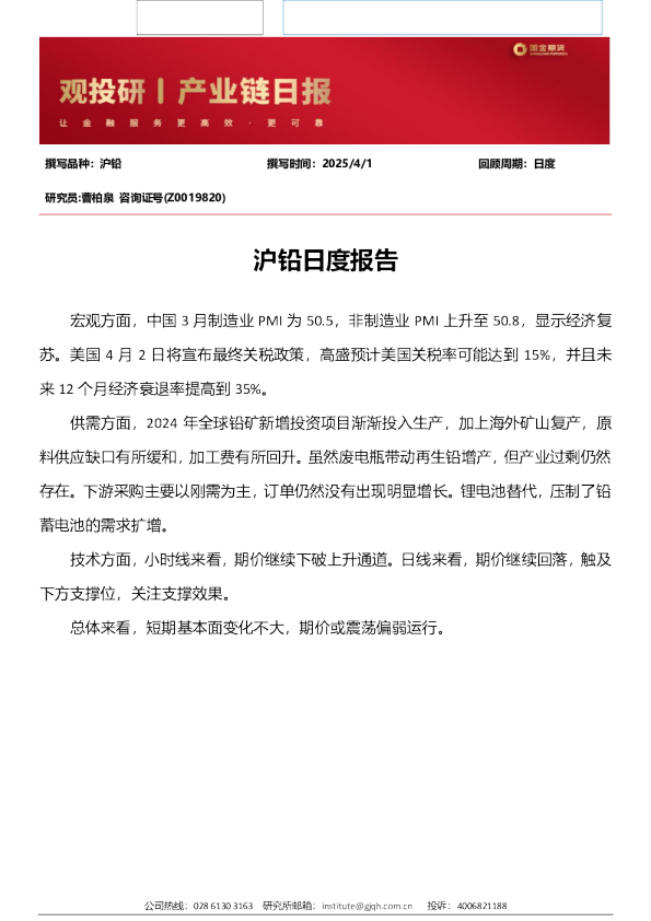 沪铅日度报告