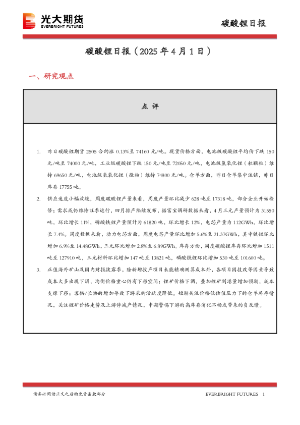 碳酸锂日报
