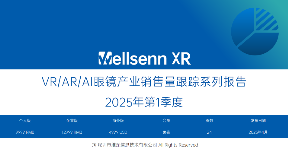 VR/AR/AI眼镜产业销售量跟踪系列报告