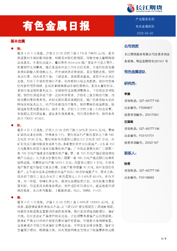 有色金属日报