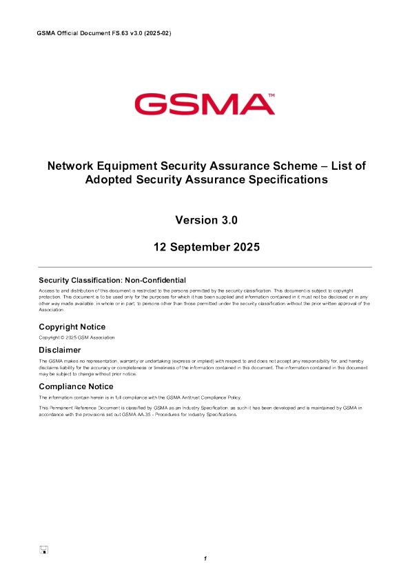 FS.63-采用的安全保证规范3.0版列表