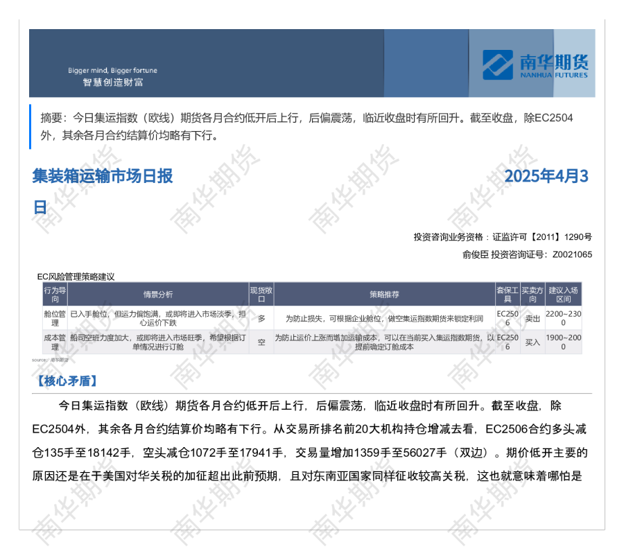 南华集运日报20250403