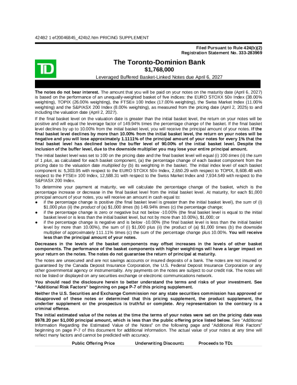 道明银行美股招股说明书(2025-04-04版)