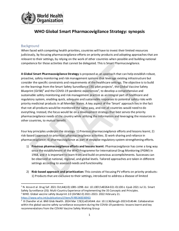 世界卫生组织全球智能药物警戒战略：摘要