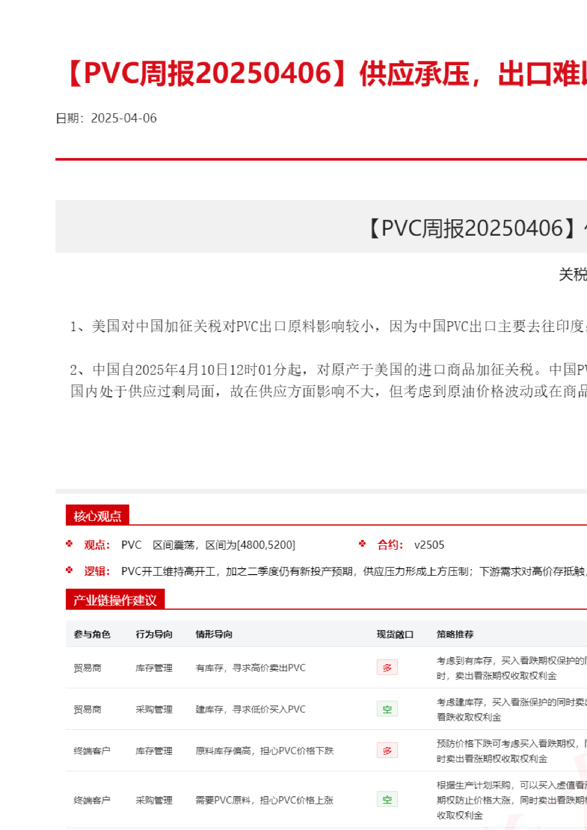 【PVC周报】供应承压，出口难以消化
