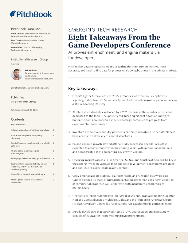 游戏开发者大会的八个要点人工智能证明了稳固的地位，引擎制造商竞相争夺开发者2025