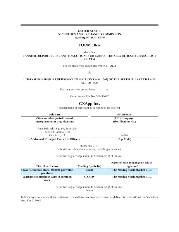 CXApp Inc-A 2024年度报告