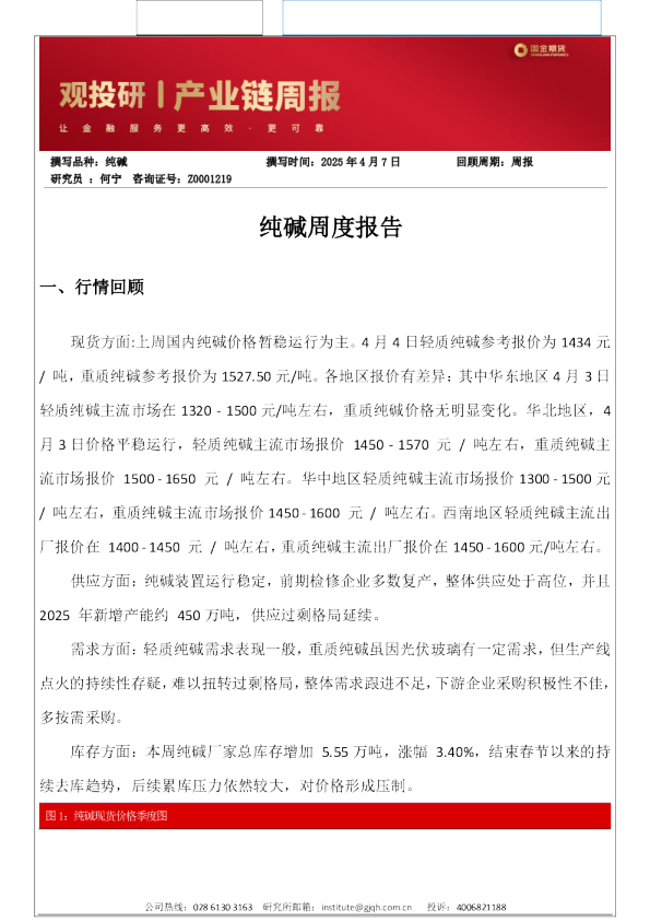 纯碱周度报告