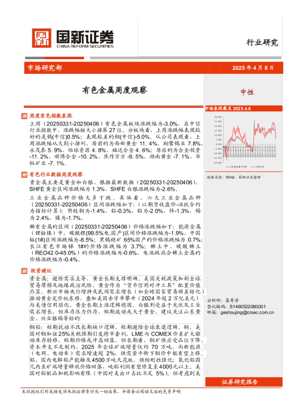 有色金属周度观察