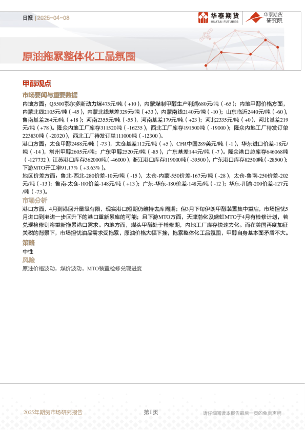 日报：原油拖累整体化工品氛围