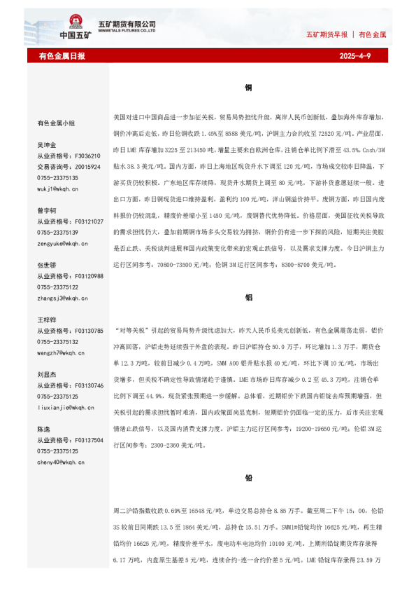 有色金属日报