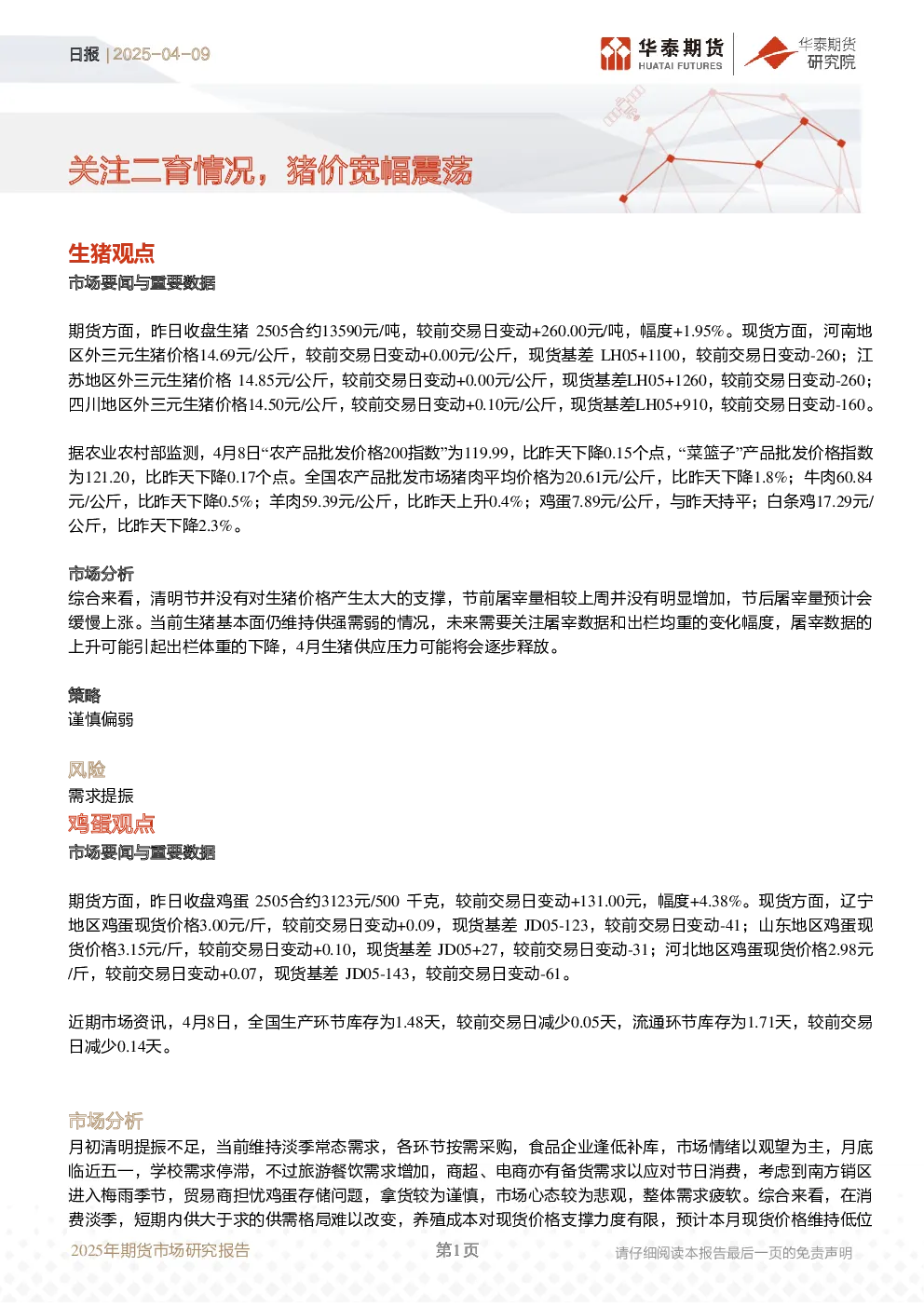 日报：关注二育情况，猪价宽幅震荡