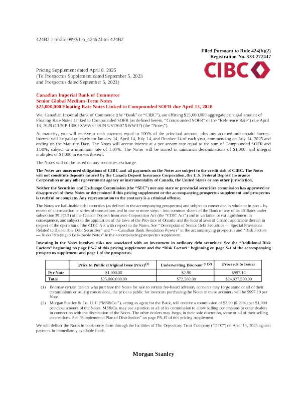 加拿大帝国商业银行美股招股说明书(2025-04-09版)