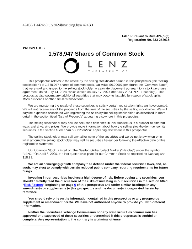 LENZ Therapeutics Inc美股招股说明书(2025-04-09版)