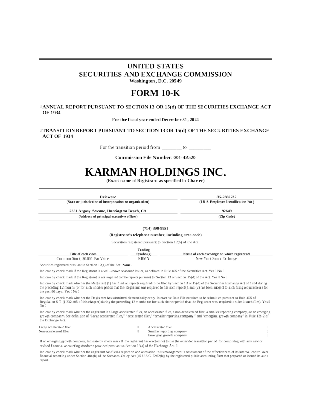 Karman Holdings Inc 2024年度报告