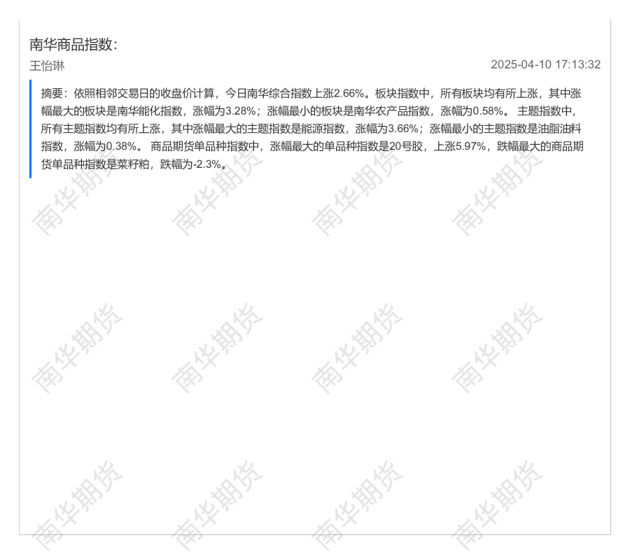 南华商品指数