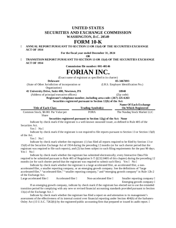 Forian Inc 2024年度报告