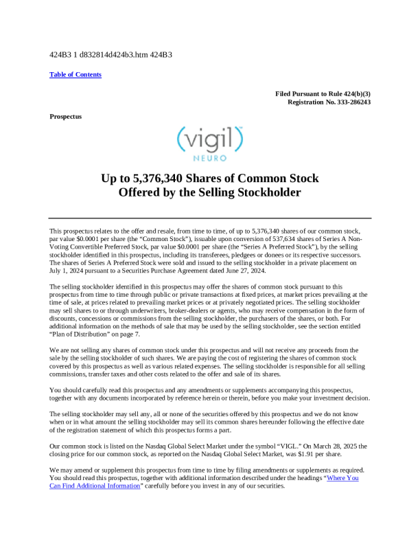 Vigil Neuroscience Inc美股招股说明书(2025-04-11版)