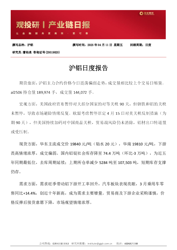 沪铝日度报告