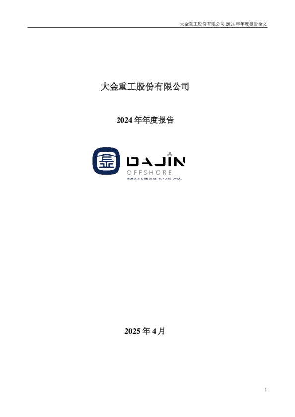 大金重工：2024年年度报告