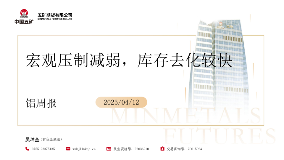 铝周报：宏观压制减弱，库存去化较快