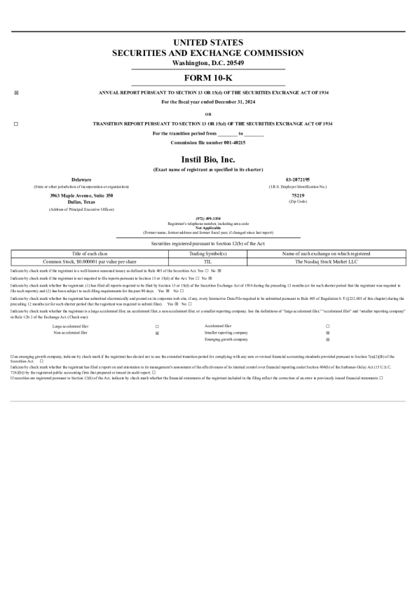 Instil Bio Inc 2024年度报告