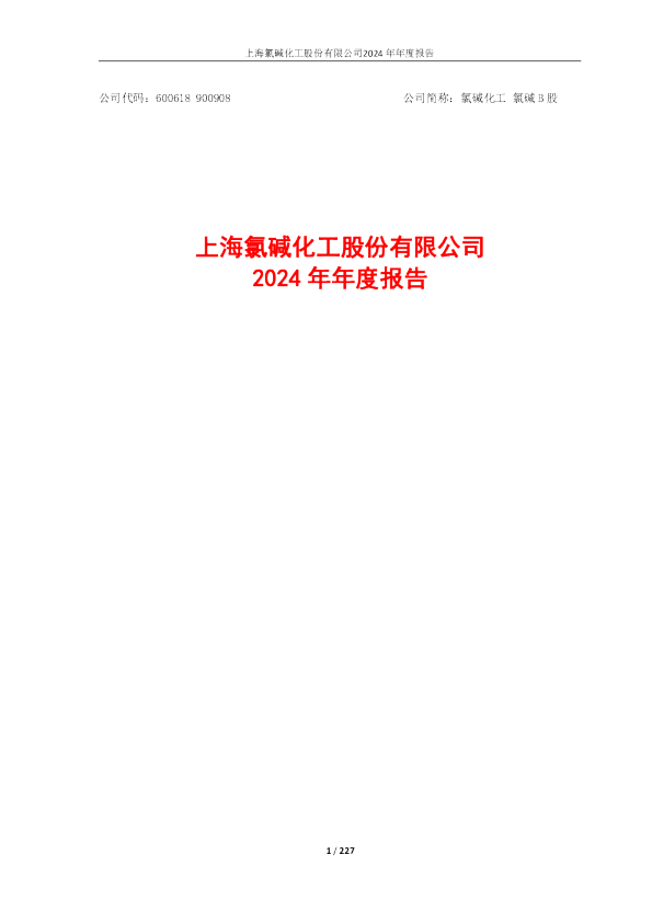氯碱化工:氯碱化工2024年年度报告