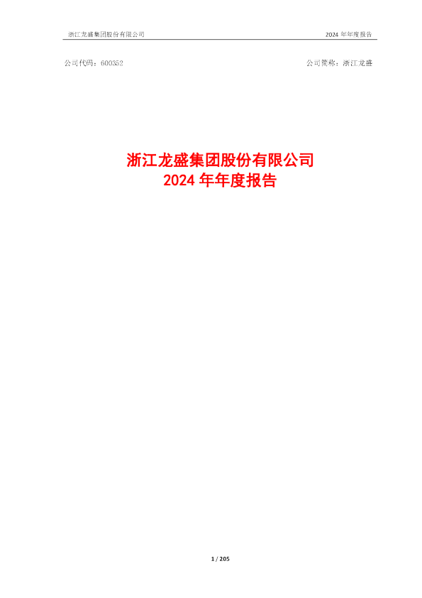 浙江龙盛：浙江龙盛2024年年度报告