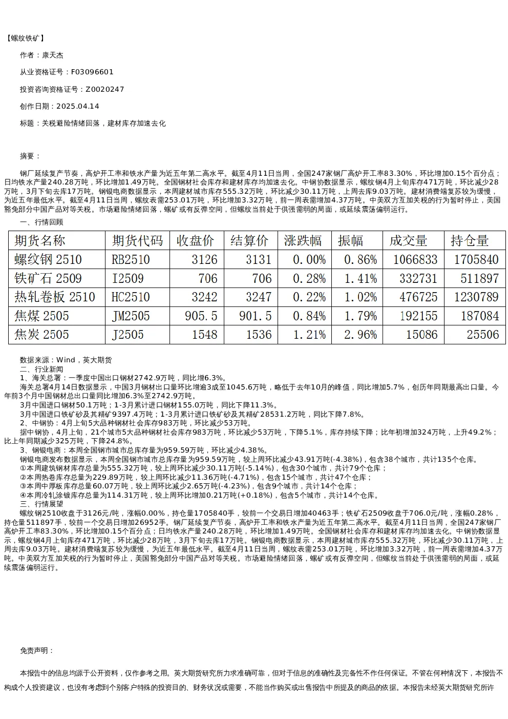 报告封面